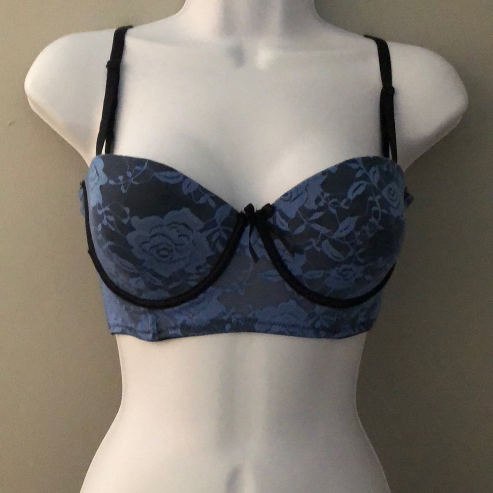 Blue on black Bralette